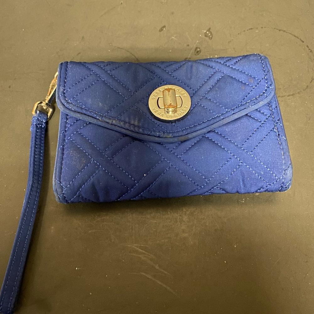 Vera Bradley Wristlet, Blue In Color. Lots Of Pockets
